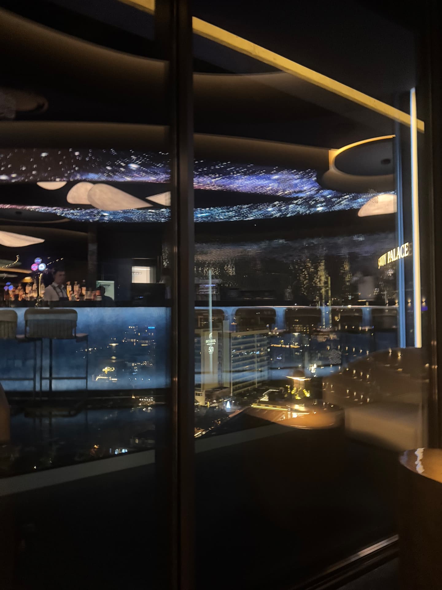 Galaxy ceiling projection inside Galáxia Skybar at the Savoy Palace, Funchal